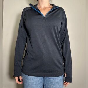 Lululemon Hoodie Men’s Medium Quarter Zip Hooded Pullover Stretch Blue